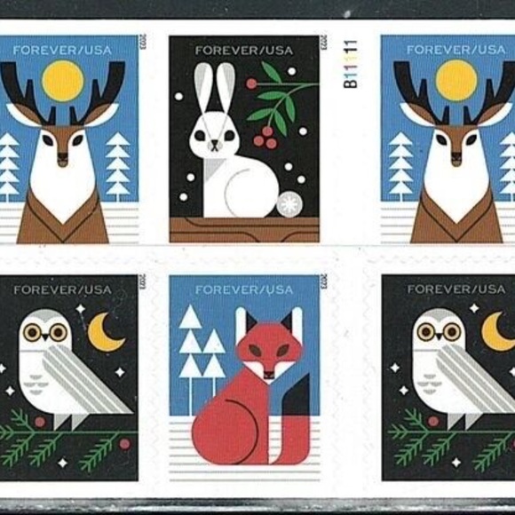 Mint US Winter Woodland Animals Booklet Pane of 20 - Picture 4 of 4
